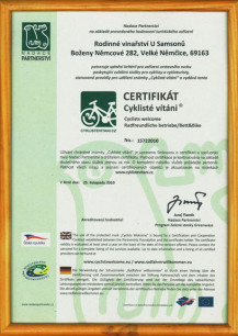 Certifikát "Cyklisté vítáni"