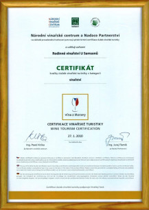 Certifikát vinařské turistiky